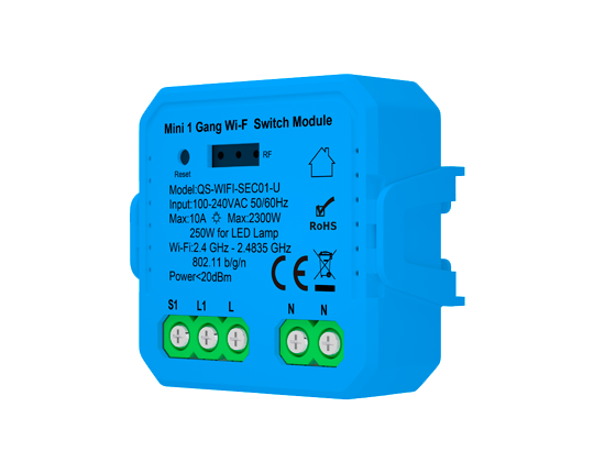 EC Series 1 Gang WiFi Switch Module with RF Receiver
