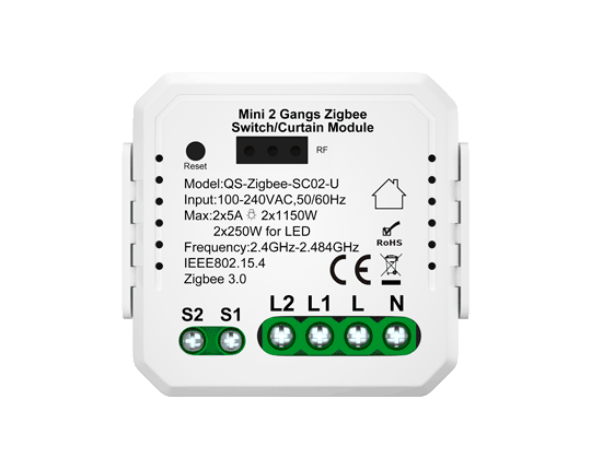 Zigbee Curtain Switch Module with RF