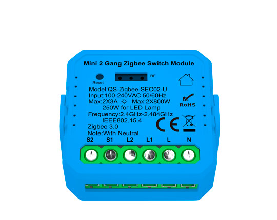 smart relay module ec series 2 gangs zigbee switch module with rf receiver