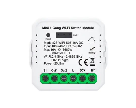 mini dry contact wi fi switch module qs wifi s08 16a dc